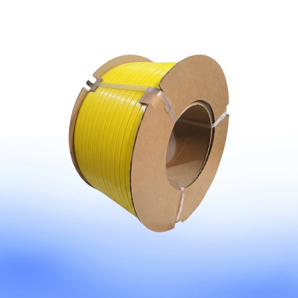 Fleje premium de polipropileno virgen color amarillo, resistencia 200kg — Flejes Imperiales